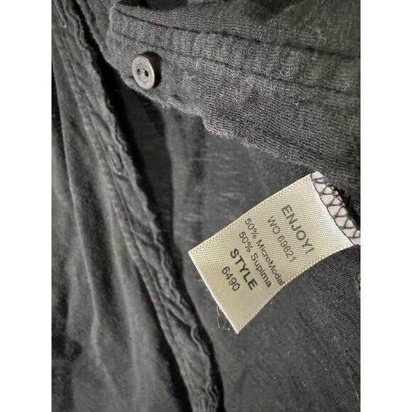 Michaels Stars Blouse Women OS Black Long Sleeve Button Front Relax Vacation - Picture 5 of 7